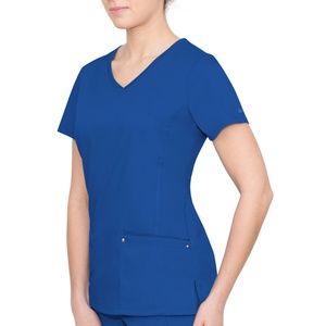 Healing Hands PURPLE LABEL YOGA Blue Juliet 2 Pocket V-Neck Medical Scrub Top XS